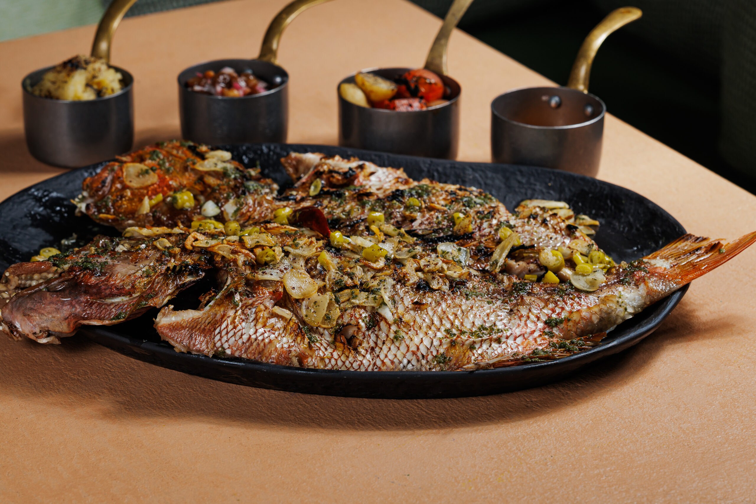 Whole sea bass for two