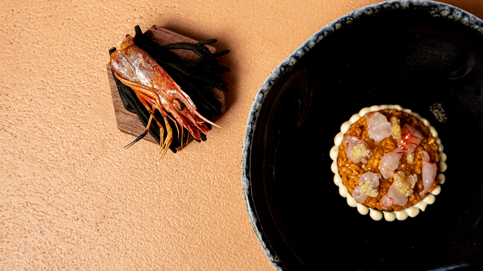 Red prawn rice and tendons